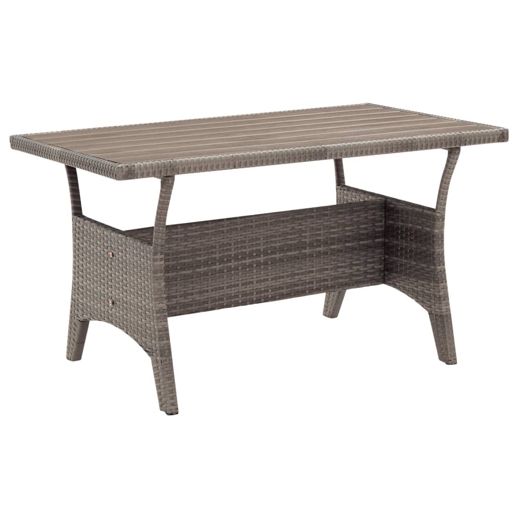 Mesa De Jardín Ratán Sintético Gris 120X70X66 Cm