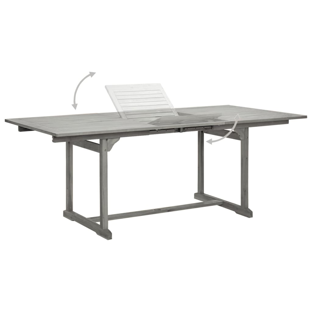 Mesa De Comedor Jardín Madera Maciza Acacia (150-200)X100X75Cm