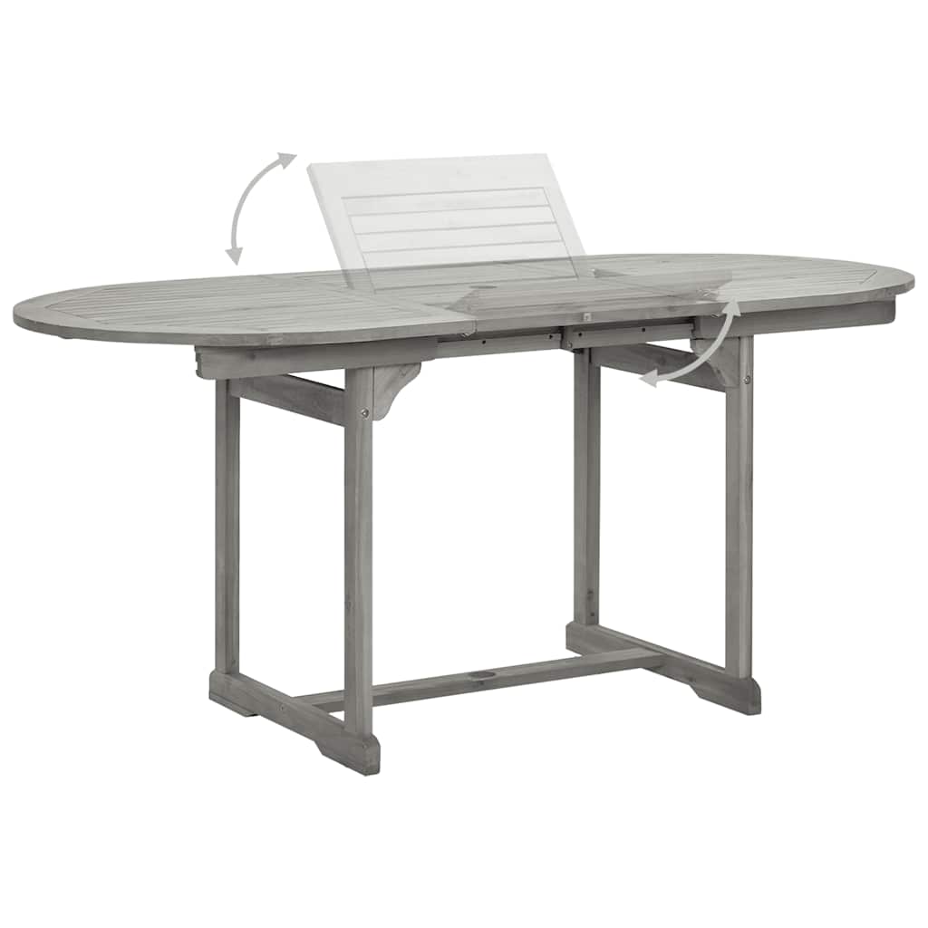 Mesa De Comedor Jardín Madera Maciza Acacia (120-170)X80X75 Cm