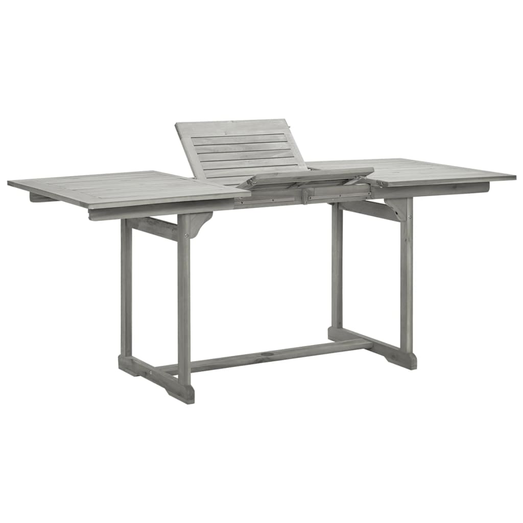 Mesa De Comedor Jardín Madera Maciza Acacia (120-170)X80X75 Cm