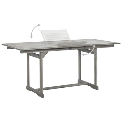 Mesa De Comedor Jardín Madera Maciza Acacia (120-170)X80X75 Cm