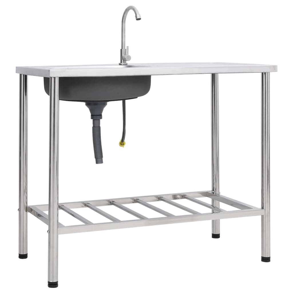 Fregadero De Camping Doble Seno Y Grifo Acero Inoxidable