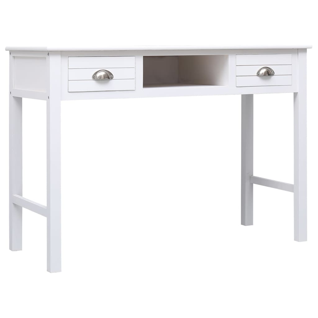 Escritorio De Madera Maciza De Paulownia Blanco 108X45X76 Cm