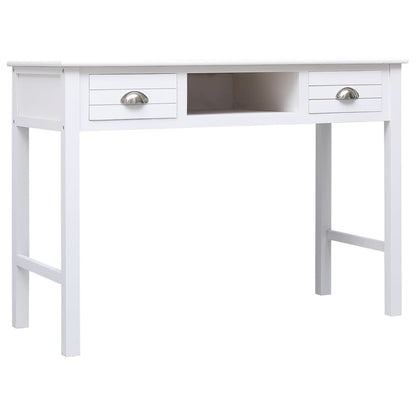Escritorio De Madera Maciza De Paulownia Blanco 108X45X76 Cm