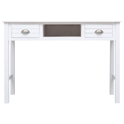 Escritorio De Madera Maciza De Paulownia Blanco 108X45X76 Cm