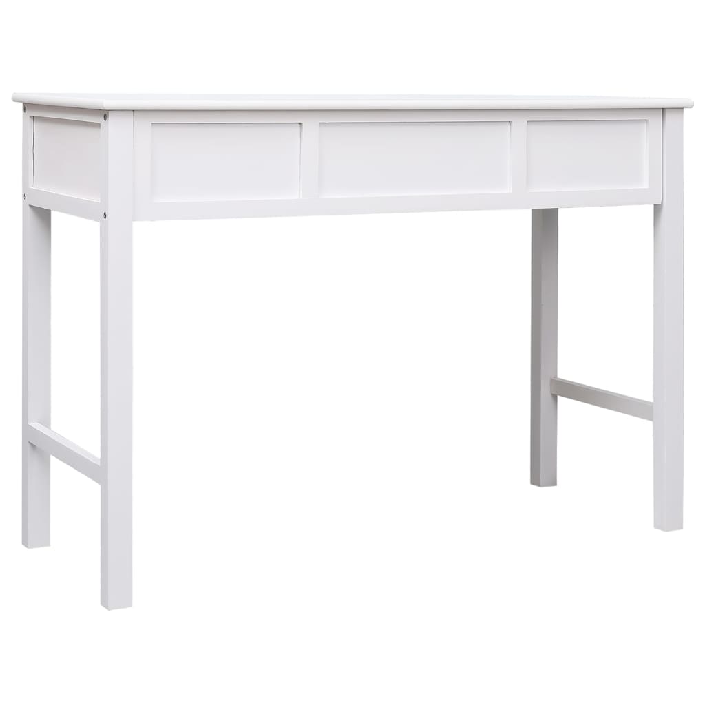 Escritorio De Madera Maciza De Paulownia Blanco 108X45X76 Cm