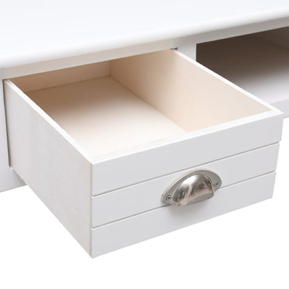 Escritorio De Madera Maciza De Paulownia Blanco 108X45X76 Cm