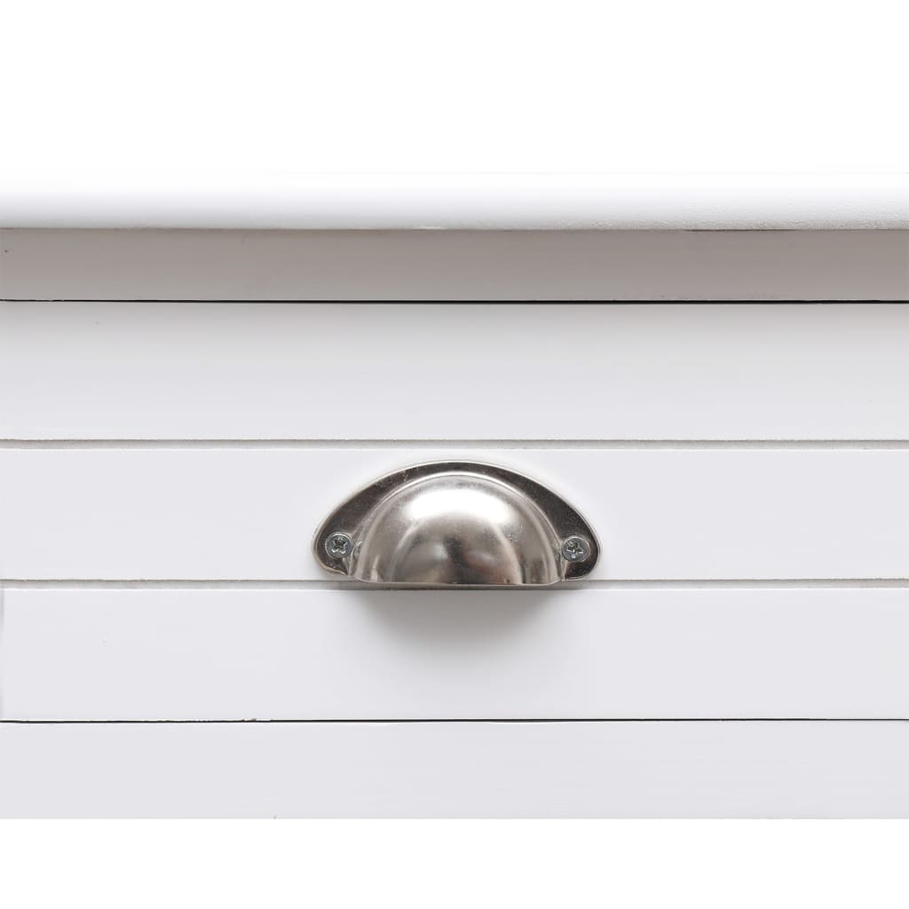 Escritorio De Madera Maciza De Paulownia Blanco 108X45X76 Cm