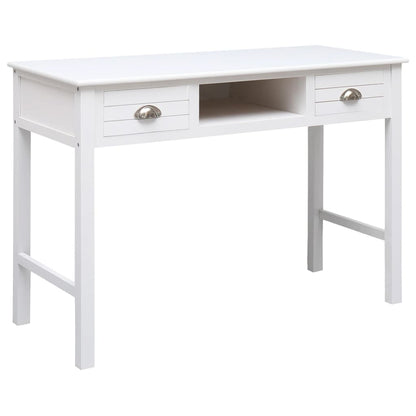 Escritorio De Madera Maciza De Paulownia Blanco 108X45X76 Cm