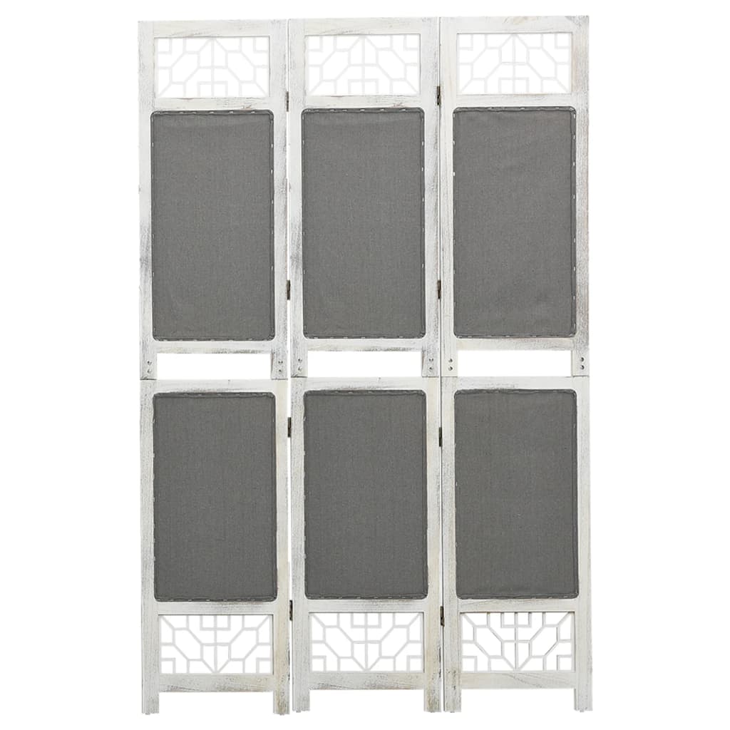 Biombo Divisor De 6 Paneles De Tela Gris
