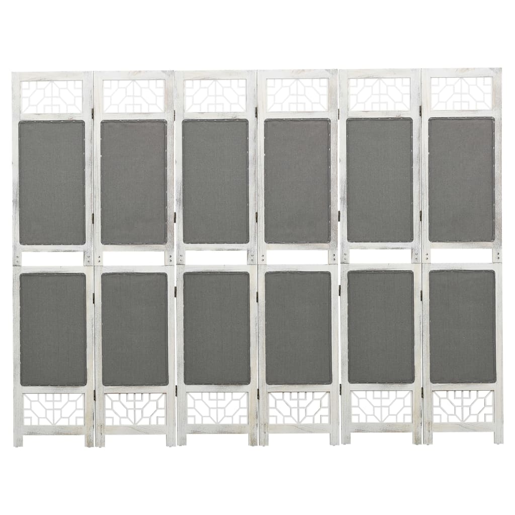 Biombo Divisor De 6 Paneles De Tela Gris