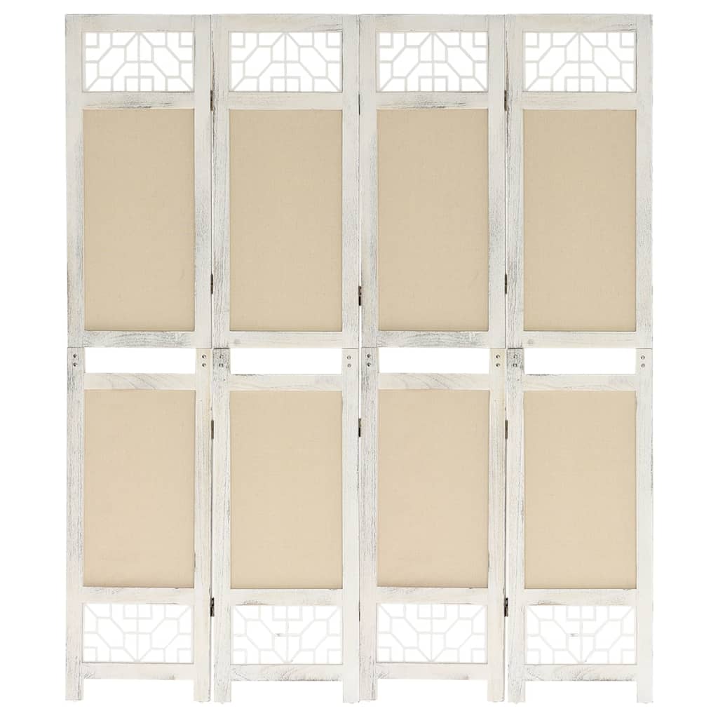Biombo Divisor De 5 Paneles De Tela Color Crema