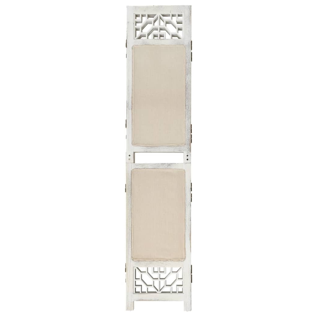 Biombo Divisor De 5 Paneles De Tela Color Crema