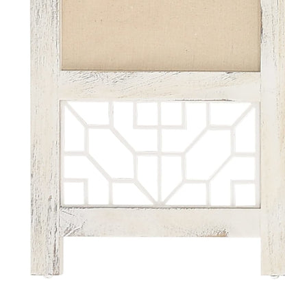 Biombo Divisor De 5 Paneles De Tela Color Crema