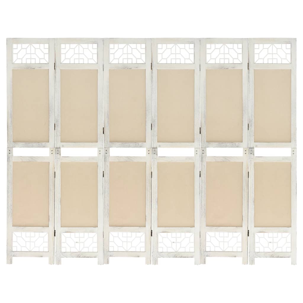 Biombo Divisor De 5 Paneles De Tela Color Crema