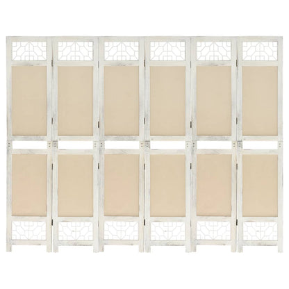 Biombo Divisor De 5 Paneles De Tela Color Crema