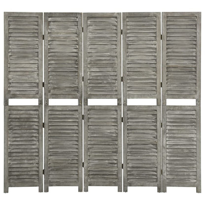 Biombo De 6 Paneles De Madera Maciza Gris