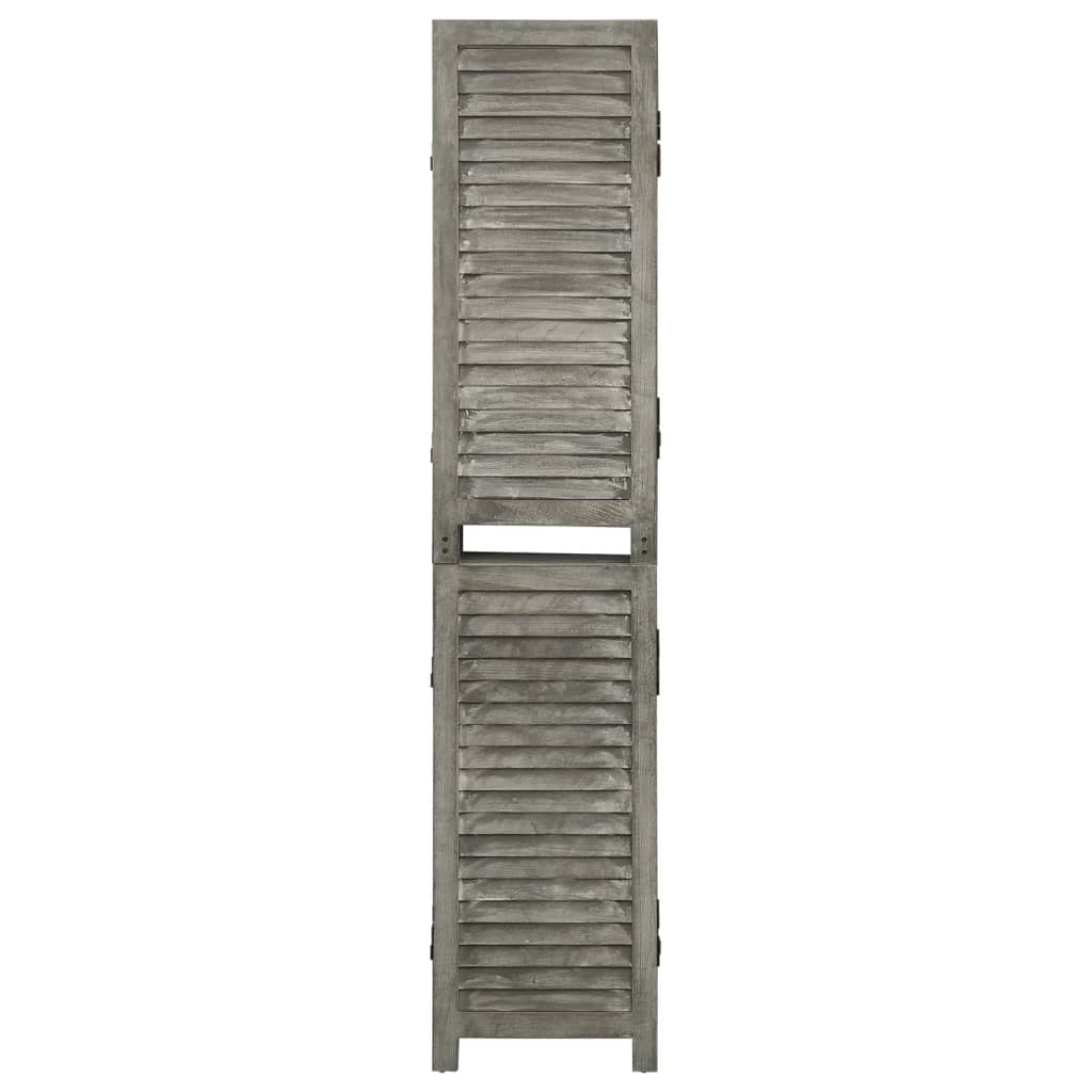 Biombo De 6 Paneles De Madera Maciza Gris