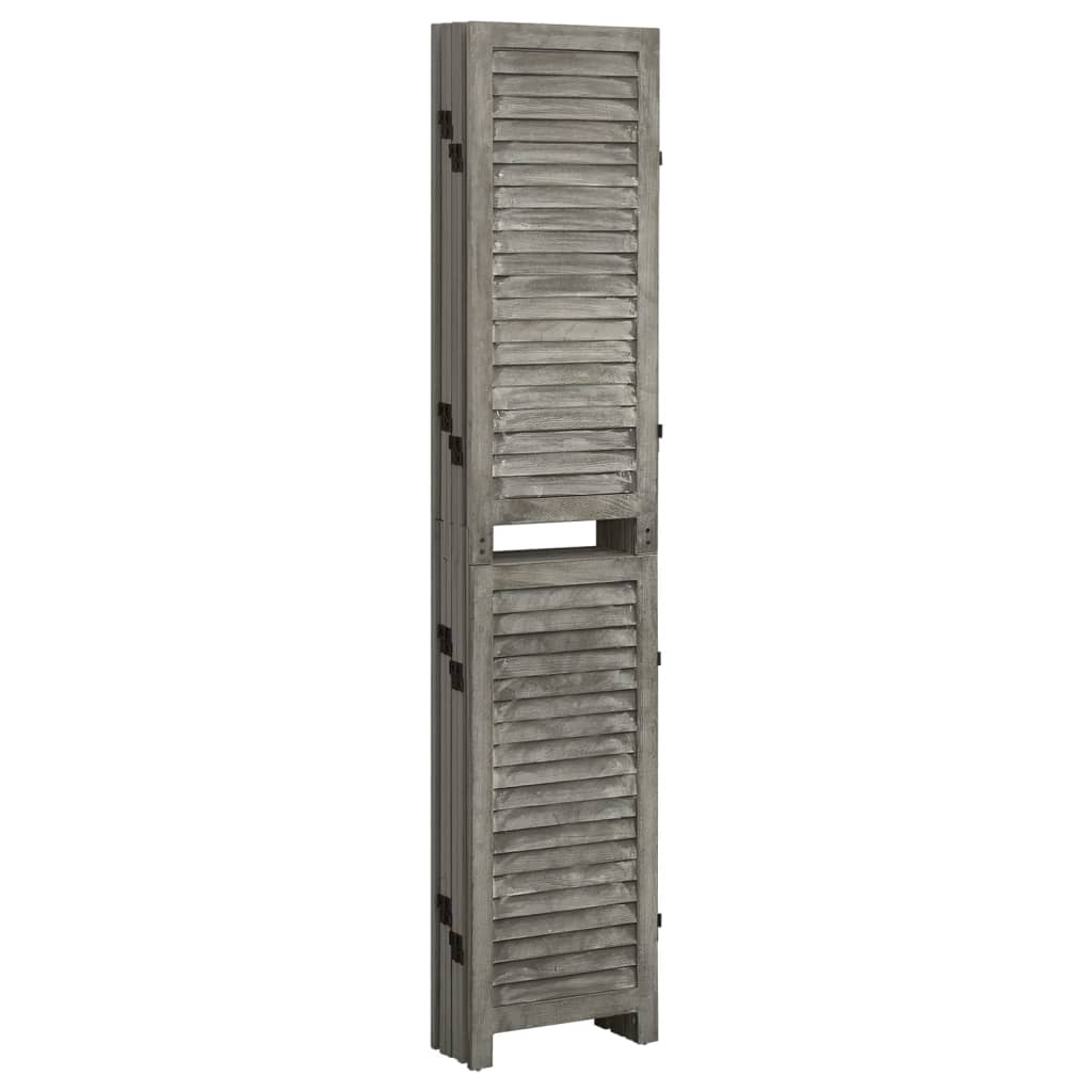 Biombo De 6 Paneles De Madera Maciza Gris