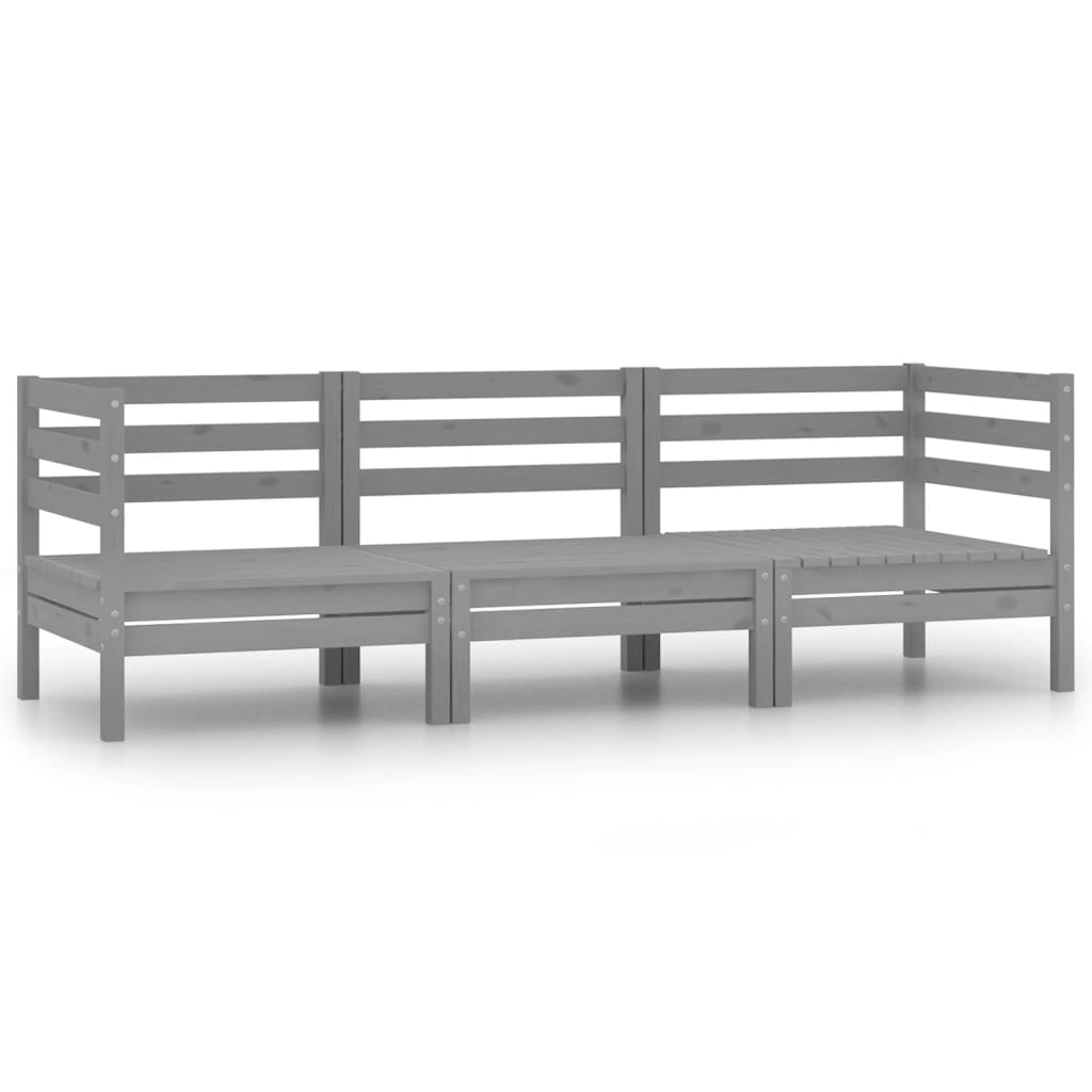 Sofá De Jardín 3 Plazas Con Reposapiés Madera Pino