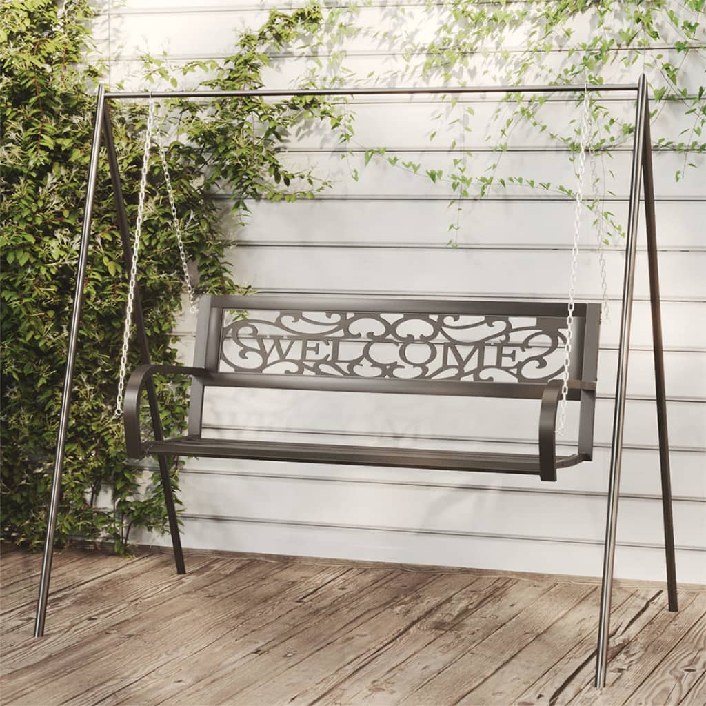 Banco Balancín De Jardín 125 Cm Acero Y Plástico Negro