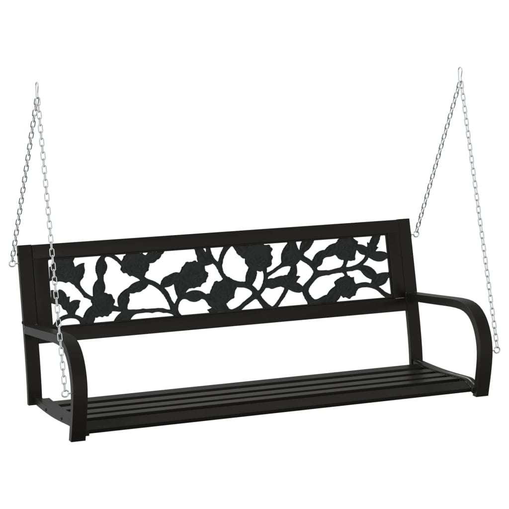Banco Balancín De Jardín 125 Cm Acero Y Plástico Negro