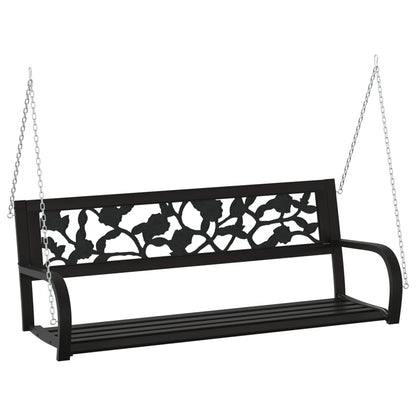 Banco Balancín De Jardín 125 Cm Acero Y Plástico Negro