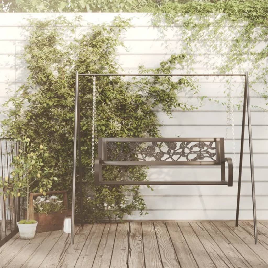 Banco Balancín De Jardín 125 Cm Acero Y Plástico Negro