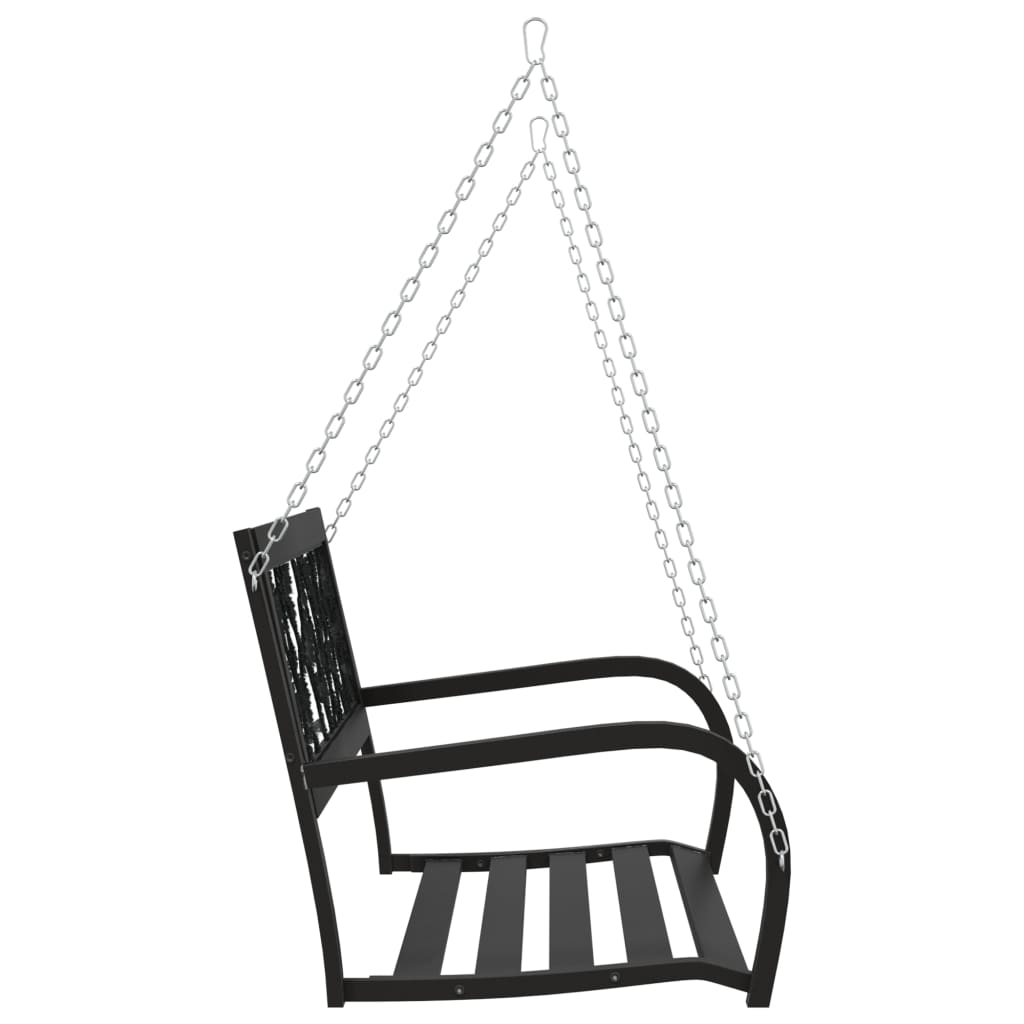 Banco Balancín De Jardín 125 Cm Acero Y Plástico Negro