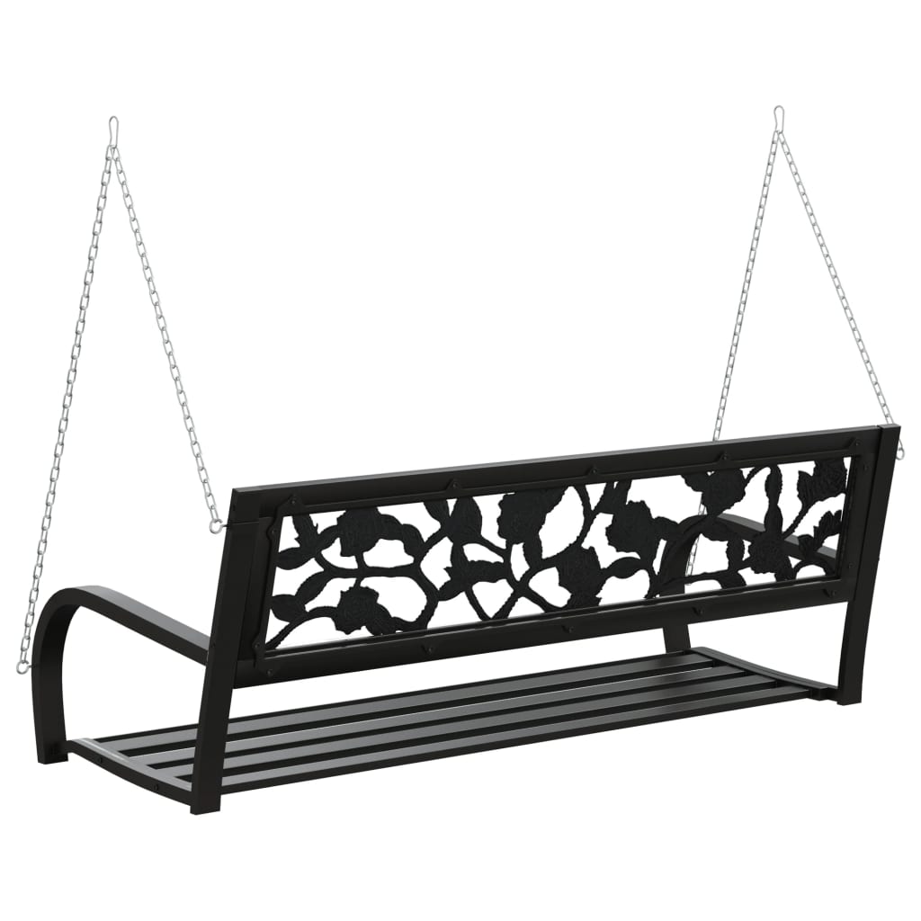 Banco Balancín De Jardín 125 Cm Acero Y Plástico Negro