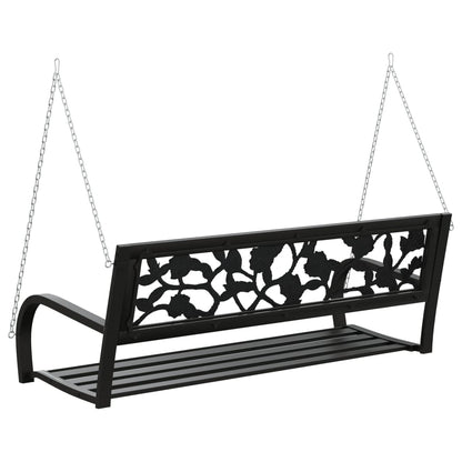 Banco Balancín De Jardín 125 Cm Acero Y Plástico Negro