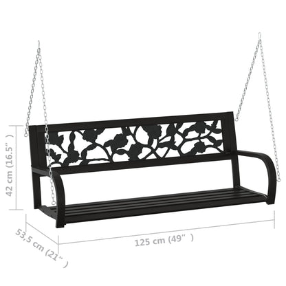 Banco Balancín De Jardín 125 Cm Acero Y Plástico Negro