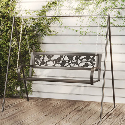 Banco Balancín De Jardín 125 Cm Acero Y Plástico Negro