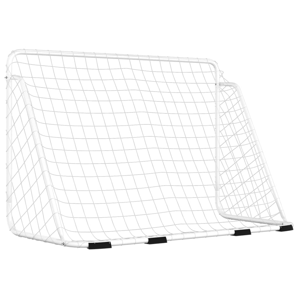 Portería De Fútbol Con Red Acero Blanco
