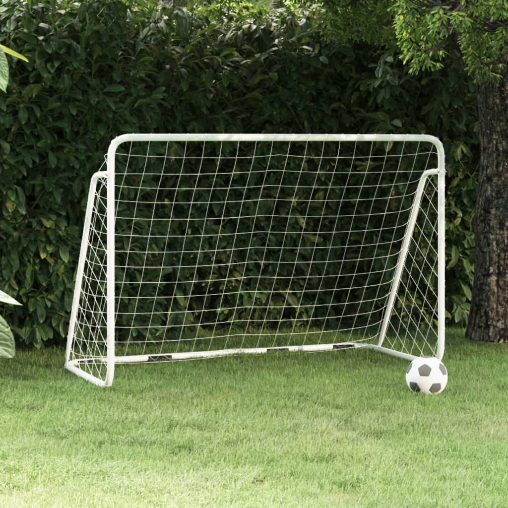 Portería De Fútbol Con Red Acero Blanco