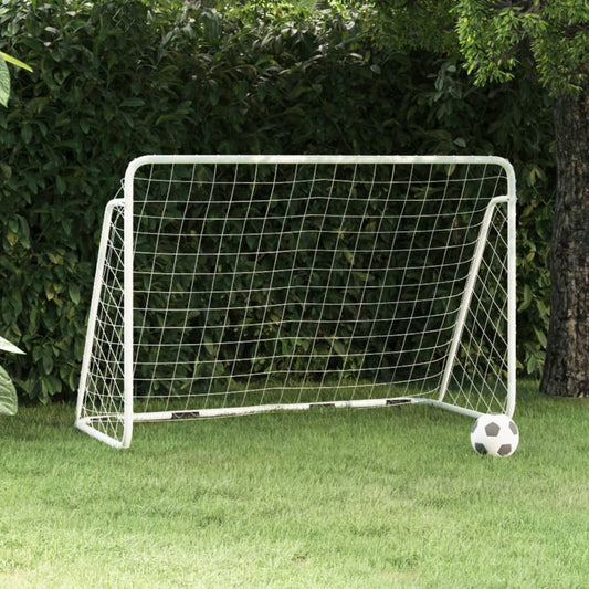 Portería De Fútbol Con Red Acero Blanco