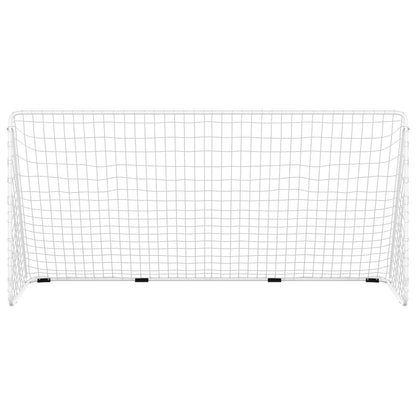 Portería De Fútbol Con Red Acero Blanco