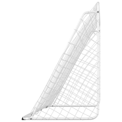 Portería De Fútbol Con Red Acero Blanco