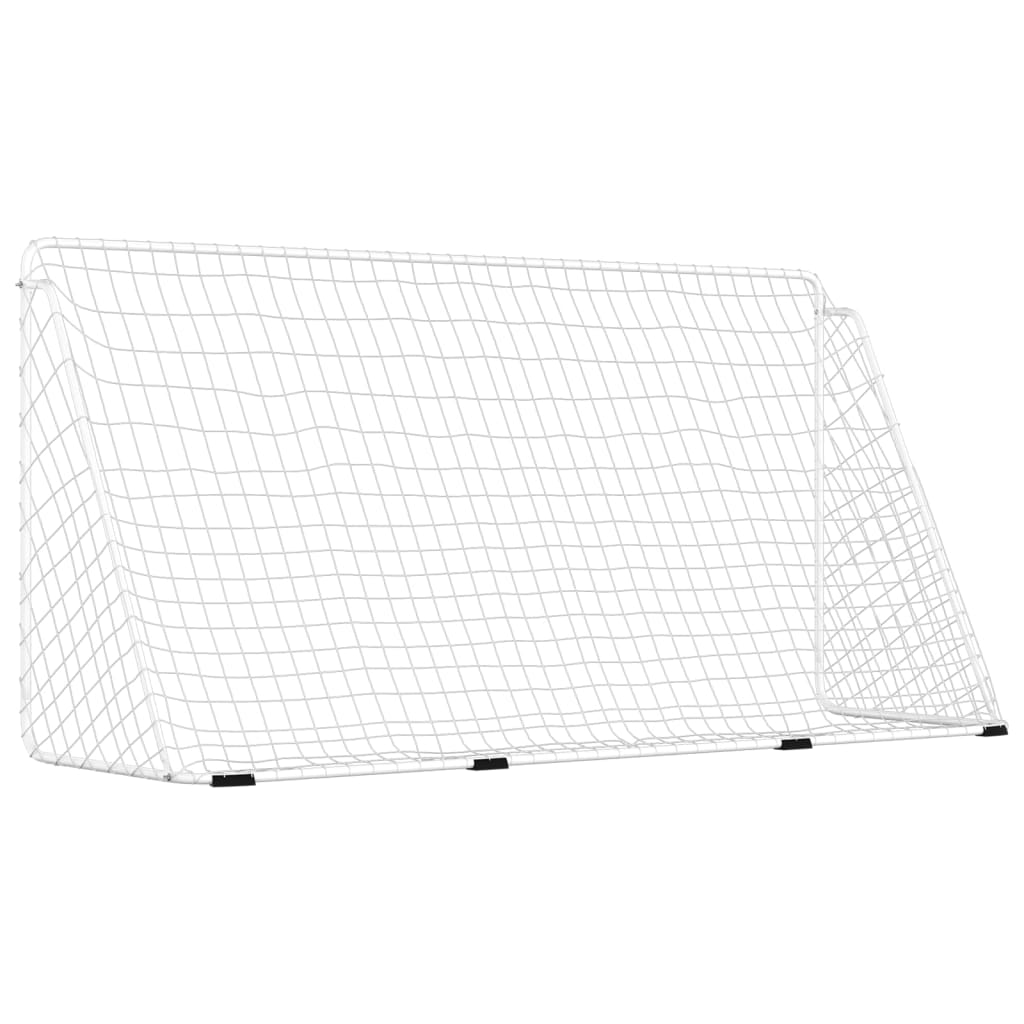 Portería De Fútbol Con Red Acero Blanco