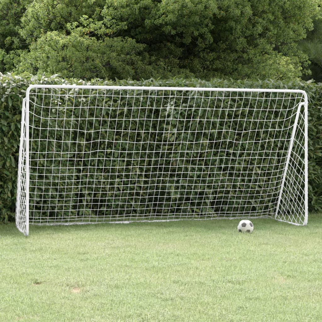 Portería De Fútbol Con Red Acero Blanco