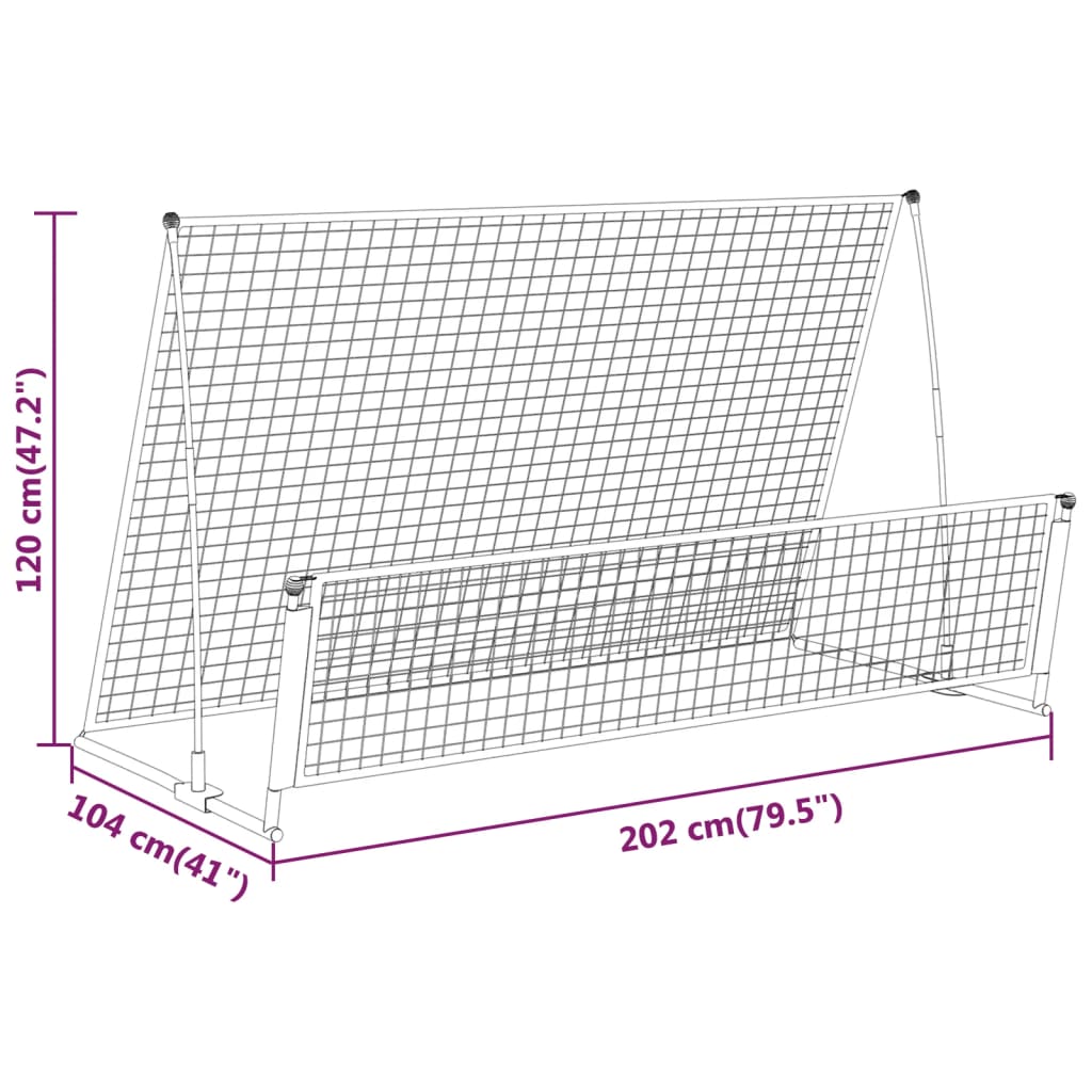 Portería De Fútbol Con Reboteador 2 En 1 Acero 202X104X120 Cm