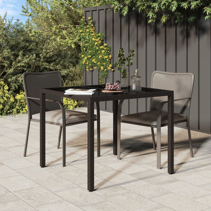 Mesa Jardín Vidrio Templado Ratán Sintético Gris