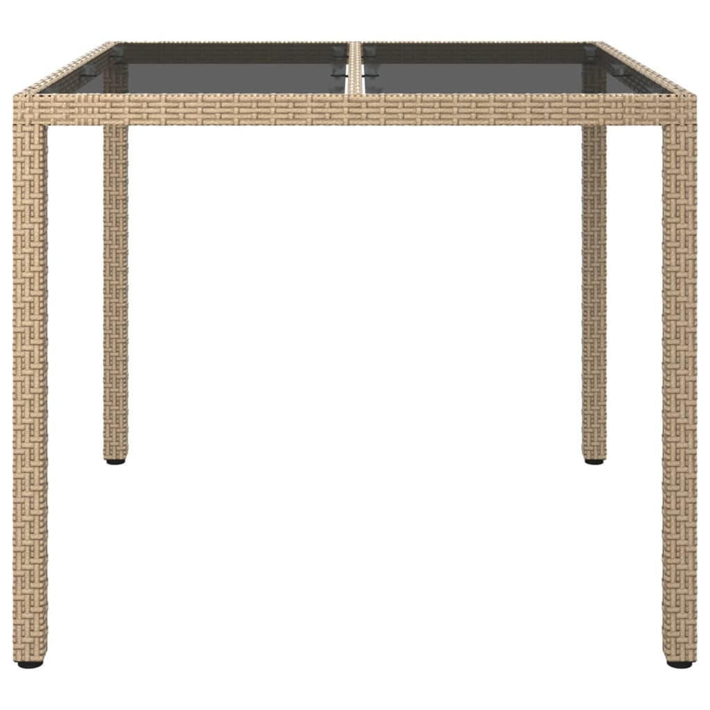 Mesa Jardín Vidrio Templado Ratán Sintético Gris