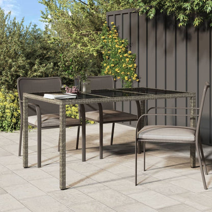 Mesa Jardín Vidrio Templado Ratán Sintético Gris