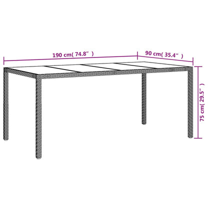 Mesa Jardín Vidrio Templado Ratán Sintético 190X90X75 Cm