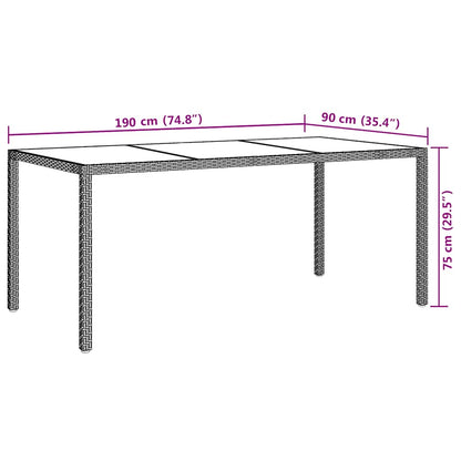 Mesa Jardín Vidrio Templado Ratán Sintético 190X90X75 Cm