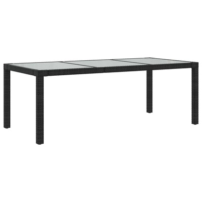 Mesa Jardín Vidrio Templado Ratán Sintético Negra 190X90X75 Cm