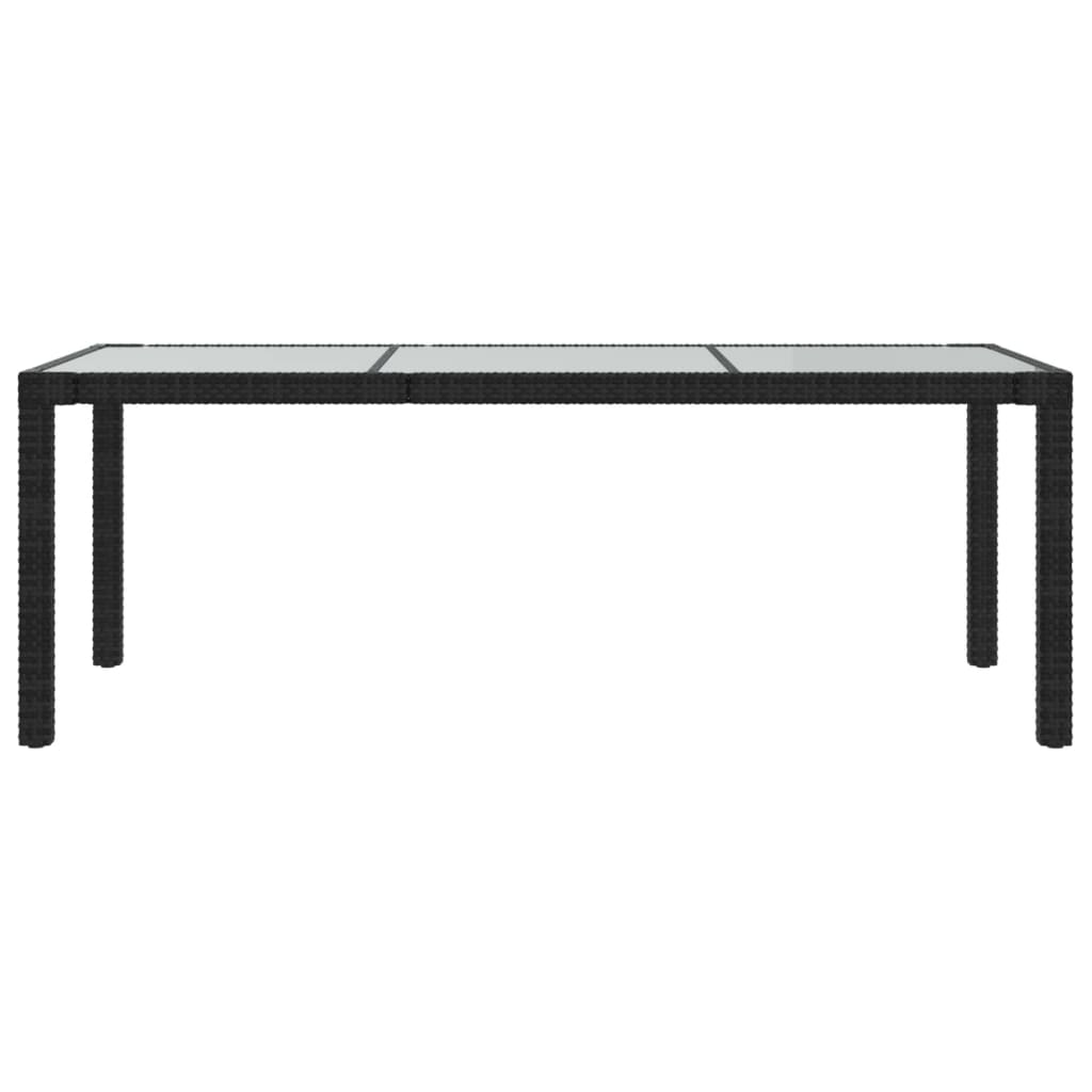 Mesa Jardín Vidrio Templado Ratán Sintético Negra 190X90X75 Cm