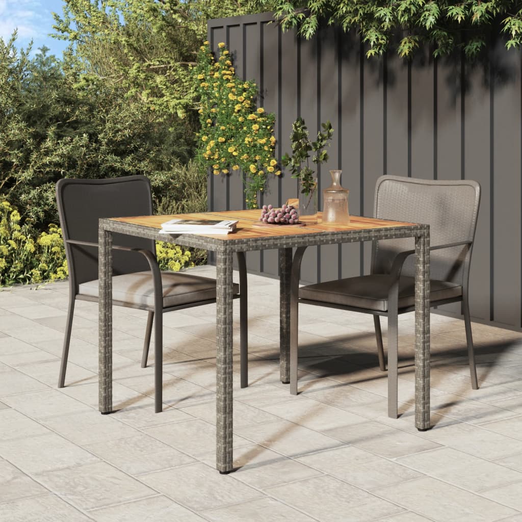 Mesa De Jardín Madera Acacia Ratán Sintético