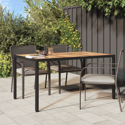 Mesa De Jardín Madera Acacia Ratán Sintético